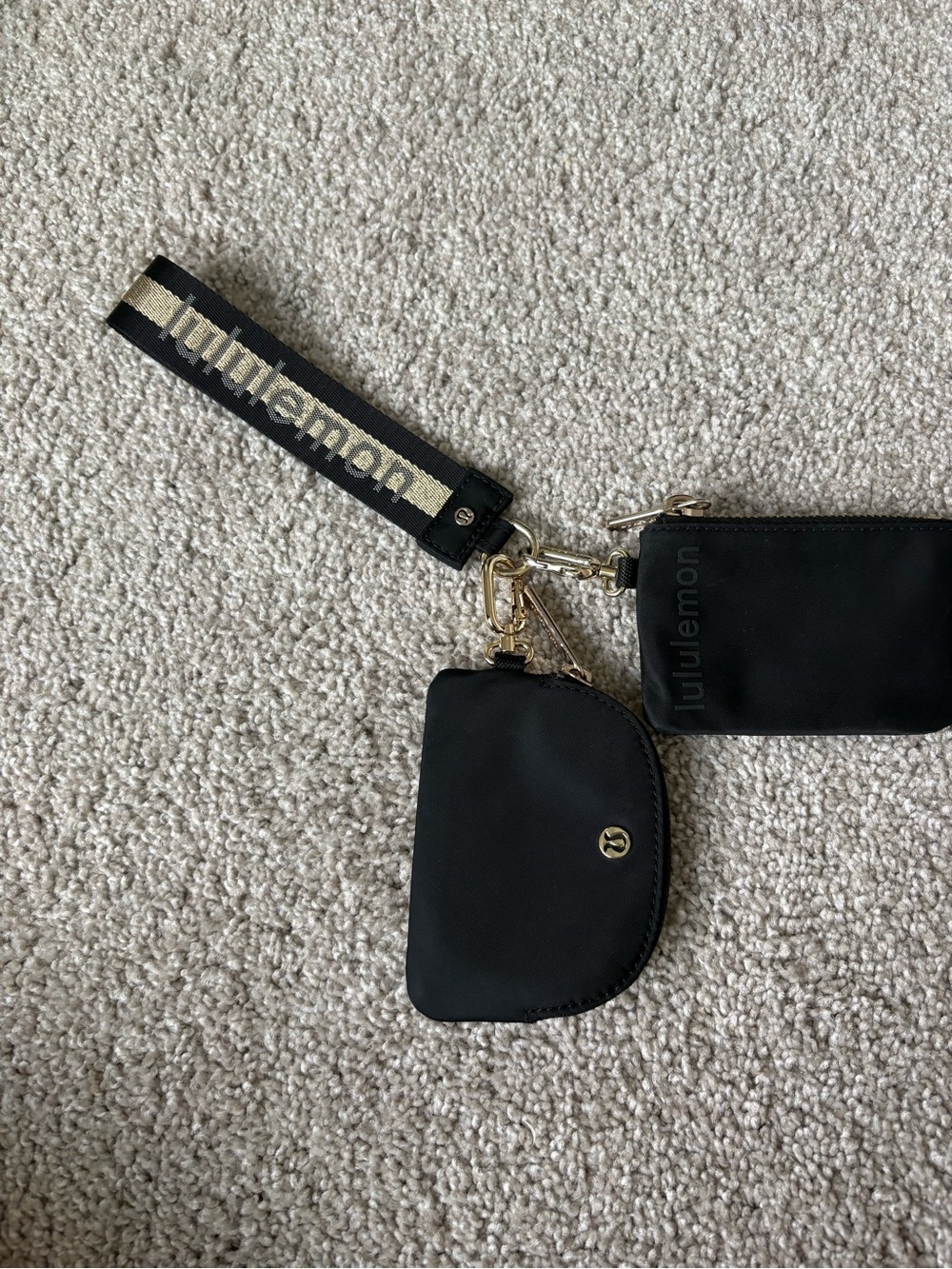 lululemon athletica Black Card & Coin Wristlet Dual with Branded Strap